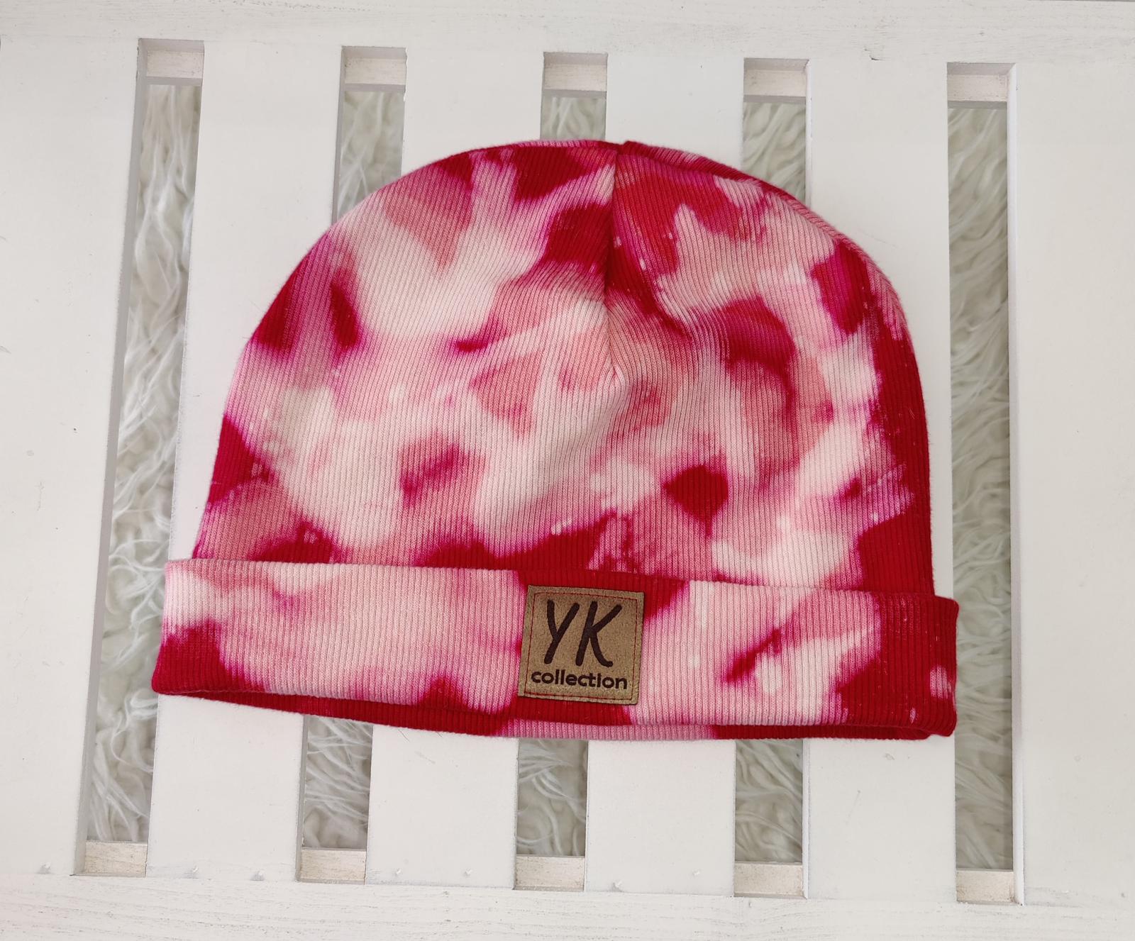 Čepice dospělá zimní batika Červená YK Collection