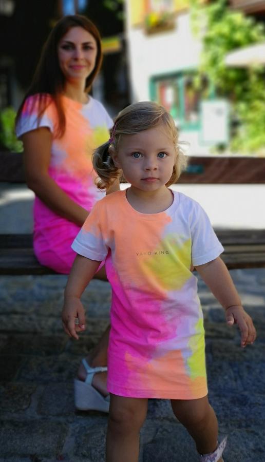 Letní šatičky COLOR Máma + Dcera možnost vlastní barvy i nápis