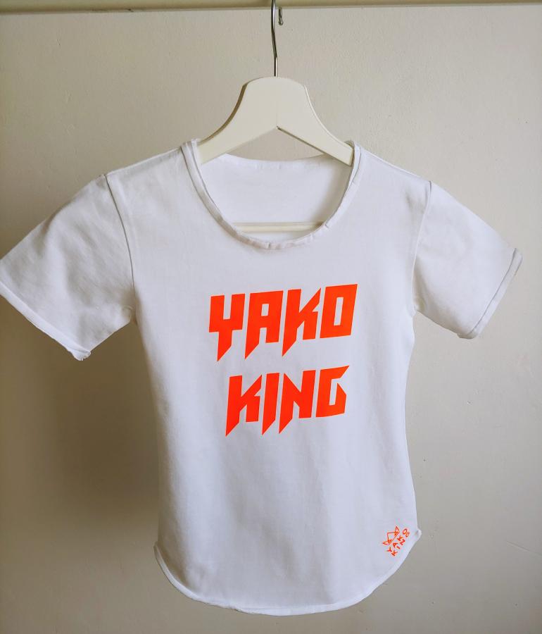 Bílé dětské prodloužené triko YAKO KING Vlastní barva potisku